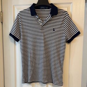 Men’s Polo by Ralph Lauren Navy and White Striped Polo Shirt